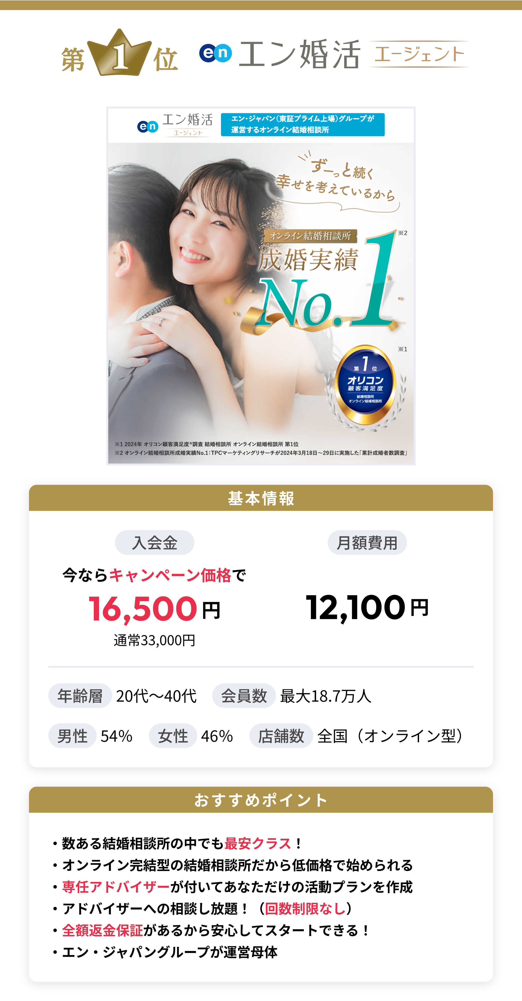 エン婚活エージェント基本情報、おすすめポイント
