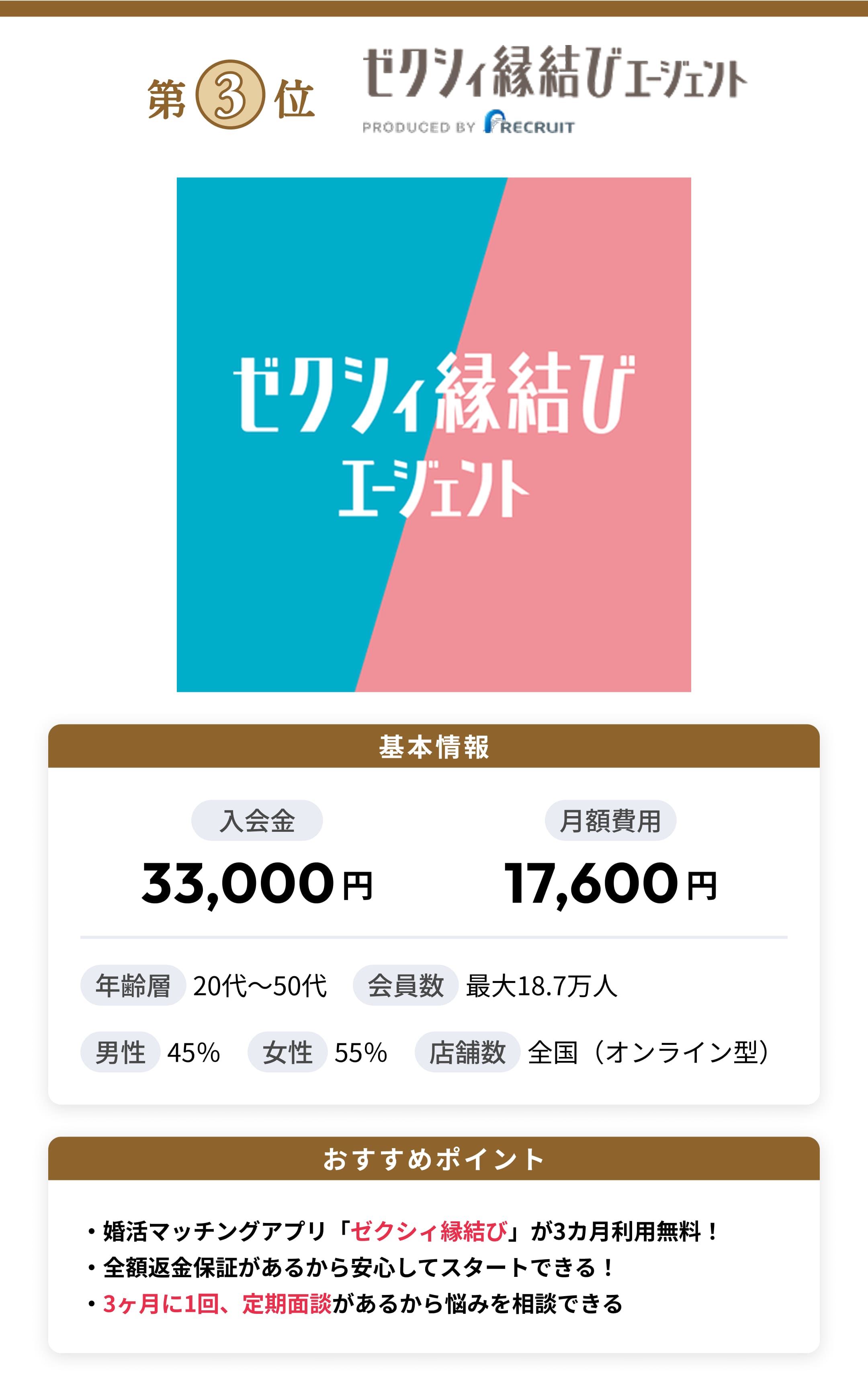 ゼクシィ縁結びエージェント基本情報、おすすめポイント