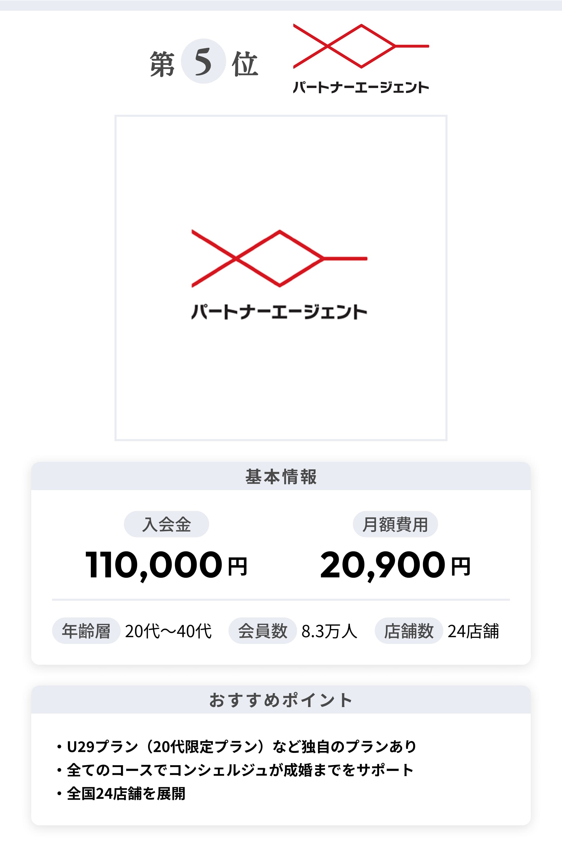 パートナーエージェント基本情報、おすすめポイント